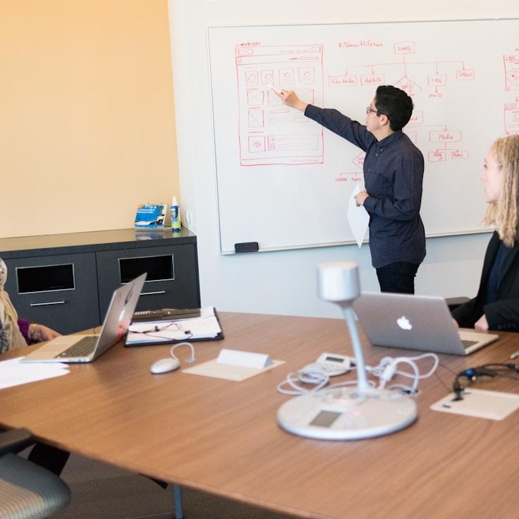 Mobile app development process showing collaborative team environment